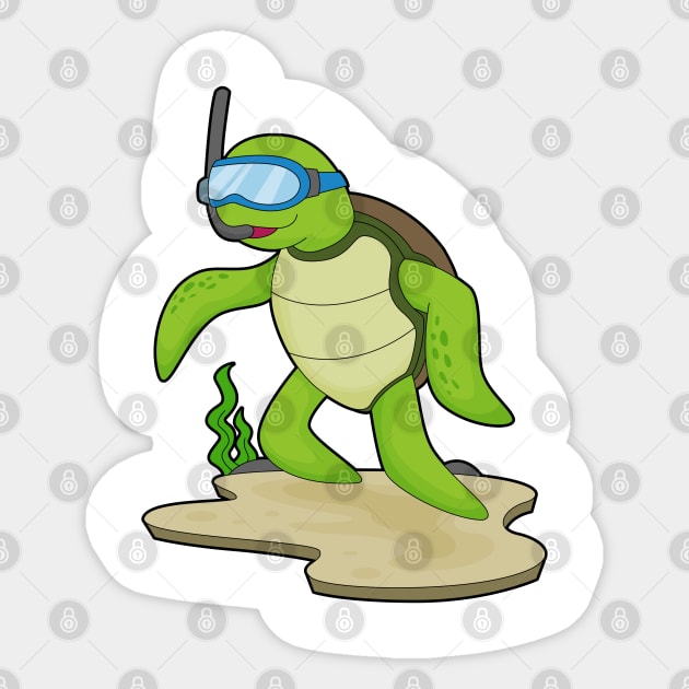 Turtle Diver Snorkel Sticker by Markus Schnabel